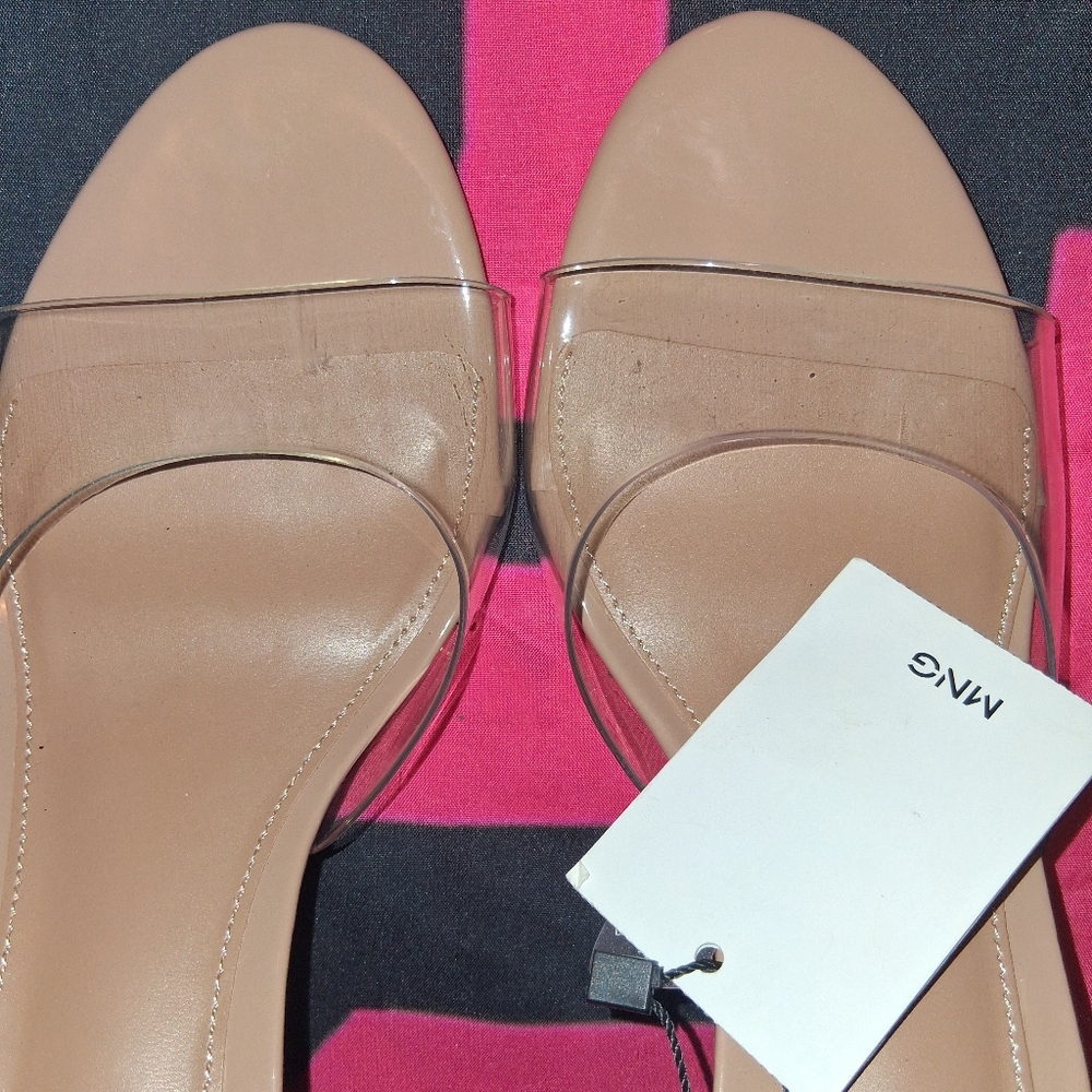 Mango Nude Beige Clear Strap Slingback Sandals - Picture 12 of 15